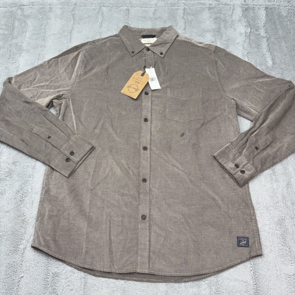 NWT Weatherproof Vintage Men's Long Sleeve Button Down Brown‎ Corduroy Shirt  Lg